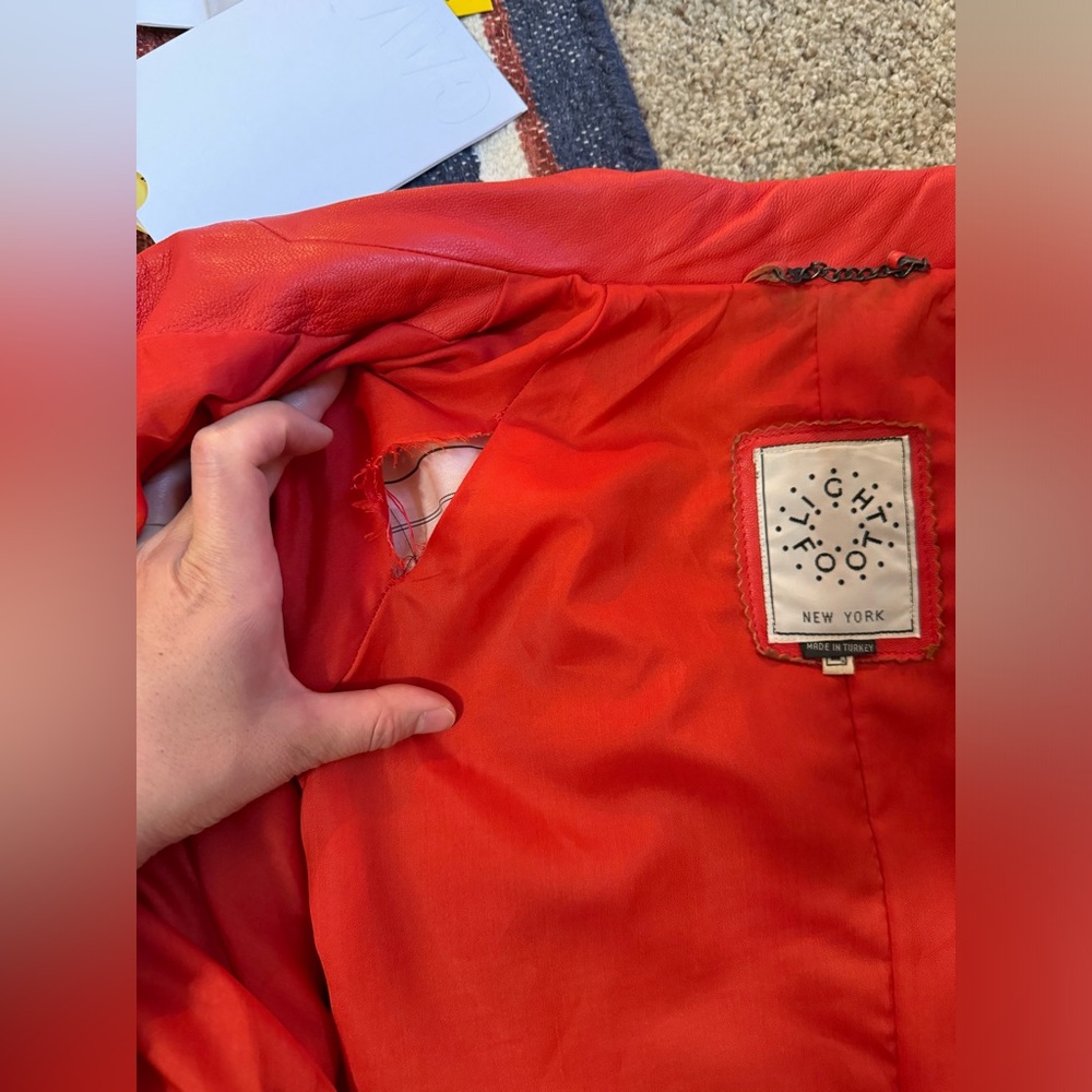 Women's Red Leather Vintage Jacket - Picture 13 of 14